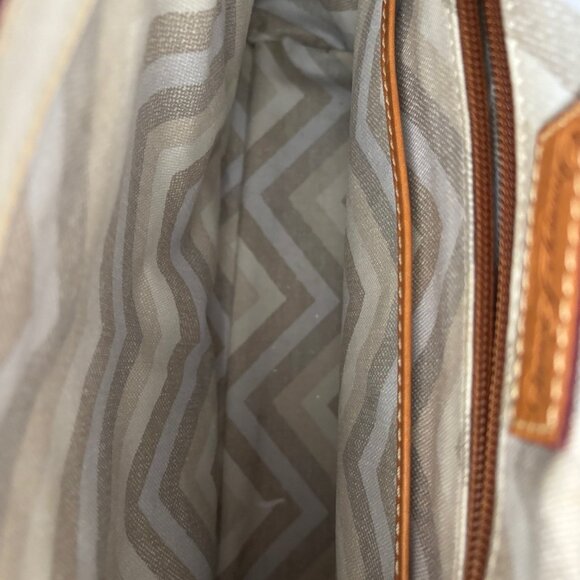 NWOT Dooney & Bourke Claremont Dover Tote Navy with Cognac Leather Trim/Straps - Picture 5 of 5